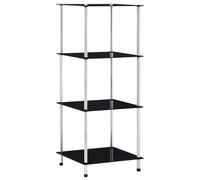 vidaXL 4-Tier Shelf Black Tempered Glass Kitchen Showcase Spice Organiser Rack