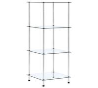 vidaXL 4-Tier Shelf Transparent Tempered Glass Kitchen Showcase Organiser Rack