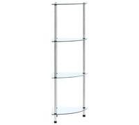 vidaXL 4-Tier Shelf Transparent Tempered Glass 30x30x100cm Bookshelf Showcase