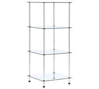 vidaXL 4-Tier Shelf Transparent Tempered Glass Kitchen Showcase Organiser Rack