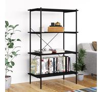 vidaXL 4-Tier Shelving Unit Black Home Decor Bookcase Bookshelf Standing Shelf