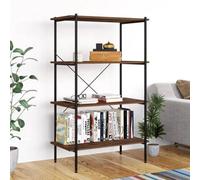 vidaXL 4-Tier Shelving Unit Black&Dark Wood Bookcase Bookshelf Standing Shelf