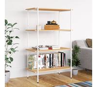 vidaXL 4-Tier Shelving Unit White and Oak Bookcase Bookshelf Standing Shelf