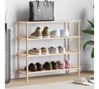 vidaXL 4-Tier Shoe Rack Solid Fir Wood UK NEW
