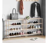 vidaXL 2x Solid Fir Wood 4-Tier Shoe Racks Footwear Organiser Storage Holder