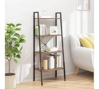 (Dark brown and black, 56 x 35 x 140 cm (W x D x H)) vidaXL Standing Shelf Storage Organiser Shelf Rack Ladder Shelf Bookshelf