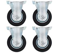 vidaXL 4 x Fixed Castors for Furniture Wheels for Rolling Carts, Bookcase, Bookcase, Shopping Basket, Capacity 70 kg, 100 mm