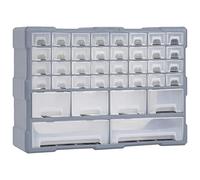 vidaXL 40-Drawer Multipurpose Organiser, Grey Tool Storage Unit/Craft Box/Sewing Box, Impact- and See-Through Drawers, Wall Mountable
