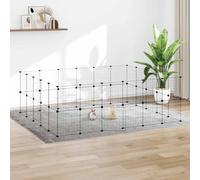 (44-panel with door, 4.3 cm) vidaXL Pet Cage Black Steel Rabbit Hutch Pet Cage 1.5 cm/4.3 cm Multi Models