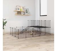 vidaXL 44-Panel Pet Cage with Door Black 35x35 cm Steel