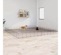 vidaXL 44-Panel Pet Cage with Door Black 35x35 cm Steel