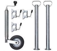 vidaXL 48 mm Jockey Wheel with 2 Support Tubes & 3 Split Clamps Cargo Trailer