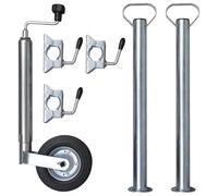 vidaXL 48 mm Jockey Wheel with 2 Support Tubes & 3 Split Clamps Cargo Trailer vi
