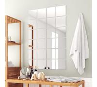 vidaXL 48x Mirror Tiles Square Glass Mirrored Wall Tile Bathroom Indoor Decor