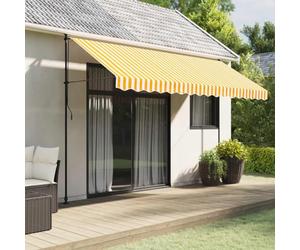 vidaXL - 4m Width Yellow and White Striped Awning Valance Replacement Fabric with PU Coating - Water/UV Protection for Patio, Garden