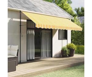 vidaXL - 4m Width Yellow and White Striped Awning Valance Replacement Fabric with PU Coating - Water/UV Protection for Patio, Garden