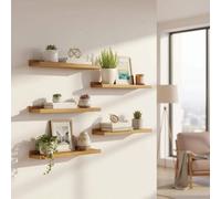 vidaXL Wall Shelf with Shelf 4 pcs Beige 80 x 9 x 3 cm Engineered Wood