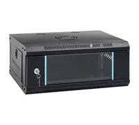 vidaXL 4U Wall Mounted Network Cabinet 19" - Cold-Rolled Steel, Lockable Glass Door, Black, 53x40x21 cm (LxWxH)