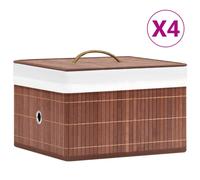vidaXL 4x Bamboo Storage Boxes Brown Shelf Basket Chest Household Organisation
