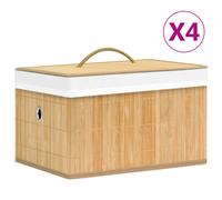 vidaXL 4x Bamboo Storage Boxes Home Garden Storage Chest Basket Organiser Rack
