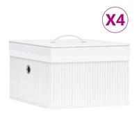 vidaXL 4x Bamboo Storage Boxes White Shelf Basket Chest Household Organisation