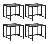 vidaXL 4x Black Poly Rattan Garden Stools Outdoor Ottomans 40x40x35 cm, 110 kg per Seat