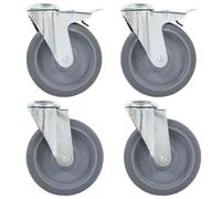 vidaXL 4x Bolt Hole Swivel Casters 125mm Rubber Drawer Box Bed Trolley Wheel
