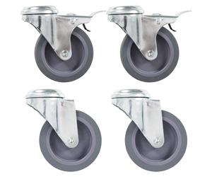 vidaXL 4x Bolt Hole Swivel Casters 75mm Rubber Drawer Box Bed Trolley Wheel