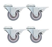 vidaXL 4x Bolt Hole Swivel Casters with Double Brakes 35kg Loading Capacity Rubber Furniture Drawer Box Bed Cart Trolley Wheel 50mm