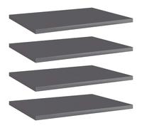 vidaXL 4x Bookshelf Boards High Gloss Grey Engineered Wood Bookcase Shelf Rack