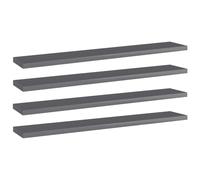 vidaXL 4x Bookshelf Boards High Gloss Grey Engineered Wood Shelf Replacement