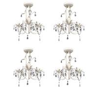 vidaXL 4x Crystal Pendant Ceiling Lamp Chandeliers Elegant White Indoor Lamp
