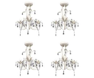 vidaXL 4x Crystal Pendant Ceiling Lamp Chandeliers Elegant White Indoor Lamp