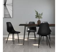 vidaXL 4x Dining Chairs Black PP Kitchen Dining Room Dinner Chair Seating