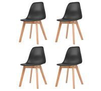 vidaXL 4x Dining Chairs Black Solid Wood Leg Plastic Seat Kitchen Furniture