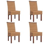 vidaXL 4x Dining Chairs Brown Natural Rattan Dinner Room Seating Furniture