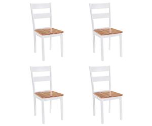 vidaXL 4x Dining Chairs Rubberwood White Living Room Kitchen Furniture Seat