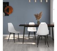vidaXL 4x Dining Chairs White PP Kitchen Dining Room Dinner Chair Seating