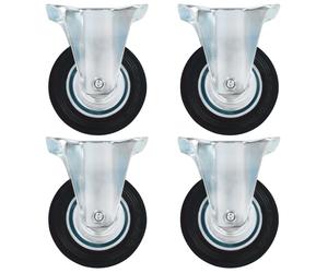 vidaXL 4x Fixed Casters 100mm Heavy Duty Wheels Trolley Furniture Handing