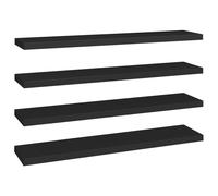 vidaXL 4x Floating Wall Shelves Black 120x23.5x3.8 cm MDF Display Hanging Rack