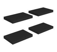 vidaXL 4x Floating Wall Shelves Black 40x23x3.8 cm MDF Display Bookcase Ledge