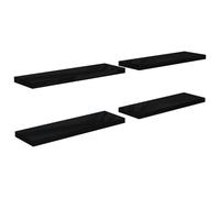vidaXL 4x Floating Wall Shelves High Gloss Black 80x23.5x3.8 cm MDF Bookcase