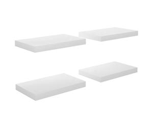 vidaXL 4x Floating Wall Shelves High Gloss White 40x23x3.8 cm MDF Bookcase