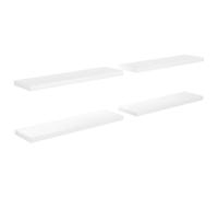 vidaXL 4x Floating Wall Shelves High Gloss White 90x23.5x3.8 cm MDF Display