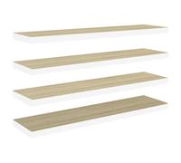 vidaXL 4x Floating Wall Shelves Oak and White MDF Bookcase Wall Board CD Rack