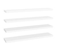 vidaXL 4x Floating Wall Shelves White 120x23.5x3.8 cm MDF Display Hanging Rack