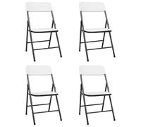 vidaXL 4x Folding Garden Chairs HDPE White Outdoor Seating Camping Picnic Seat