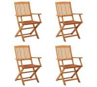 vidaXL 4x Folding Garden Chairs Solid Eucalyptus Wood Wooden Dining Chair