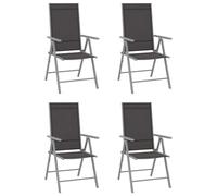 vidaXL 4x Folding Garden Chairs Textilene Black Outdoor Dining Recliner Seat
