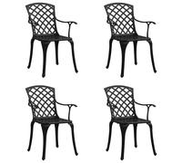 vidaXL 4x Garden Chairs Cast Aluminium Black Dining Armchair Outdoor Patio